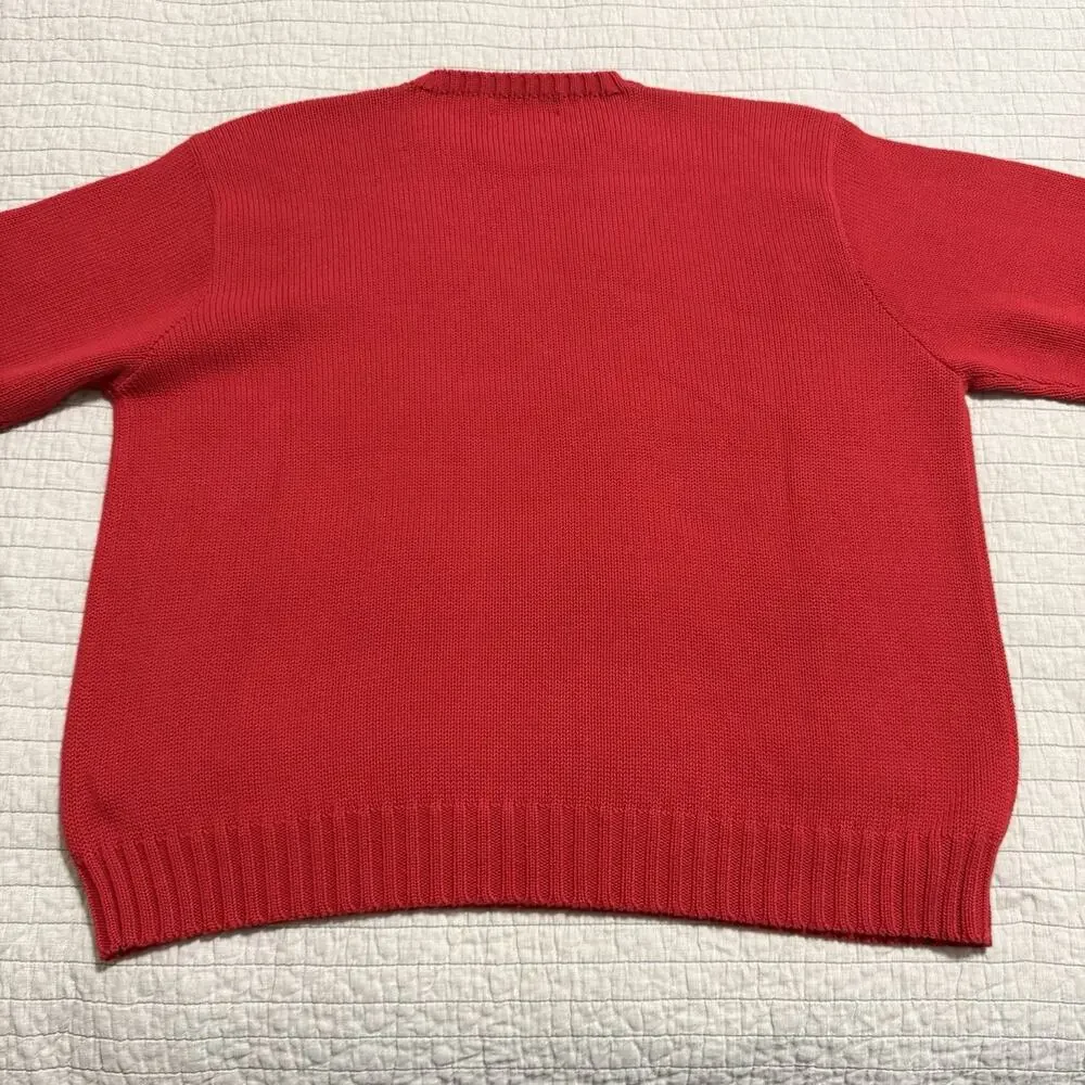 Polo By Ralph Lauren Sweater Mens Medium Red Cotton Knit Crewneck Pony Logo XXL